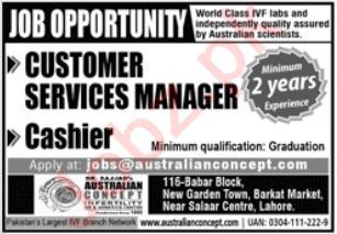 Latest Managment Jobs 2025 Australian Concept Infertility Center Lahore Apply Online