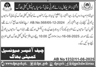 Latest Government Jobs 2025 Municipal Committee Bhag Apply Online for Kachhi Balochistan