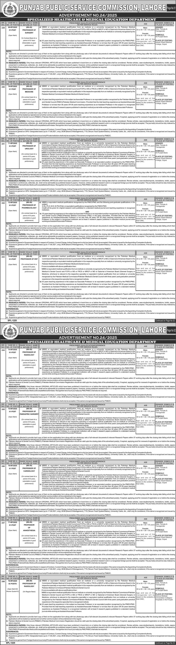 Latest Medical Job Vacancies 2025 Specialized Healthcare & Medical Education Department Online Apply
