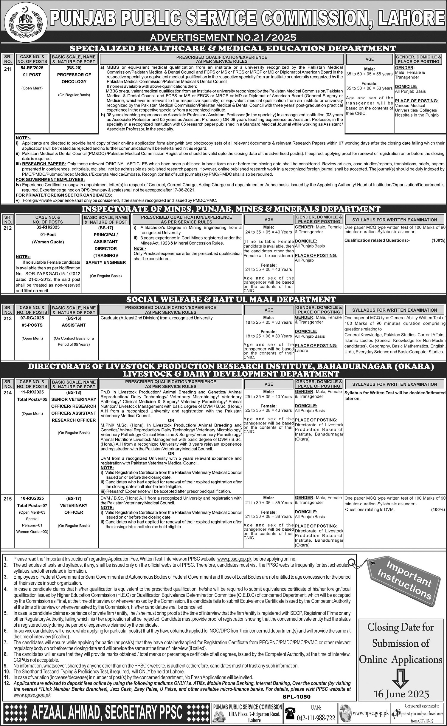 Punjab Public Service Commission (PPSC) Latest Jobs 2025 Apply Online