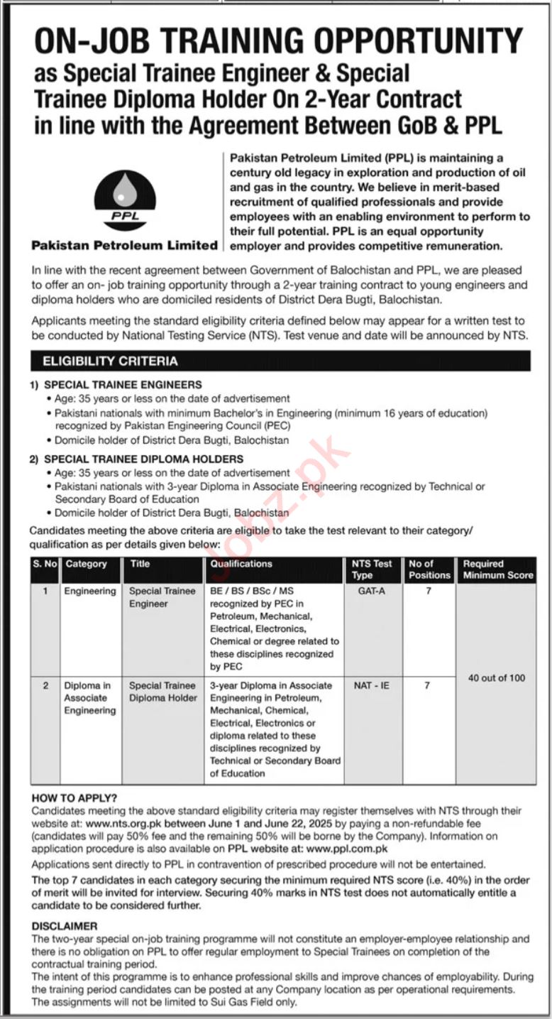 Latest Pakistan Petroleum Limited (PPL) Dera Bugti Jobs 2025 Apply Online 