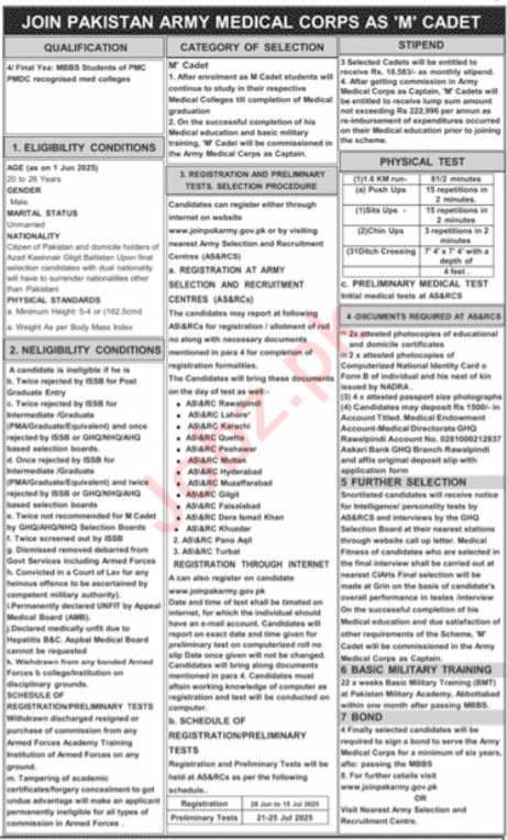 Latest Pakistan Army Jobs Captain Doctors Vacancies 2025 Apply Online